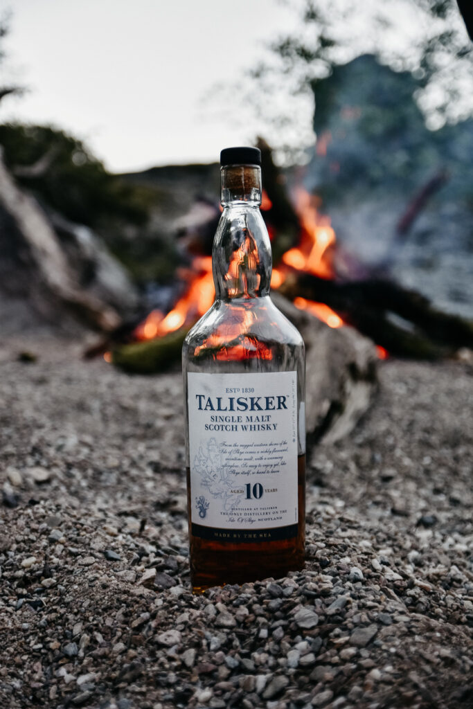 Talisker Whisky and camp fire